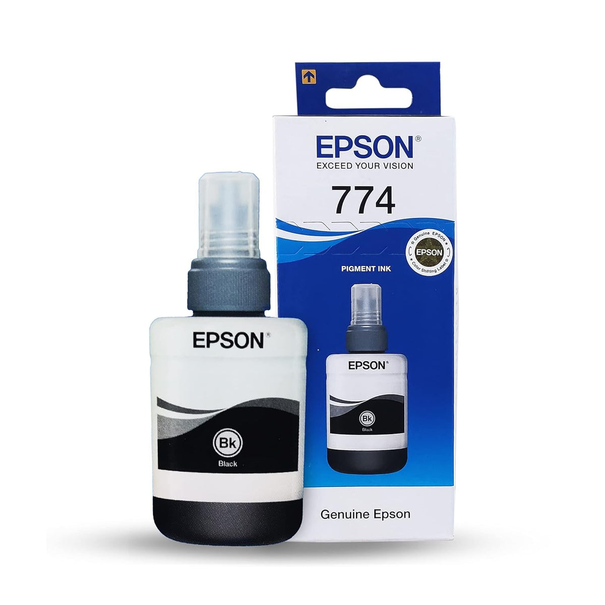 Epson 774 Genuine Black Pigment Ink Bottle – 140 ml | Original Epson EcoTank Ink | T7741 | High-Capacity Black Printer Ink