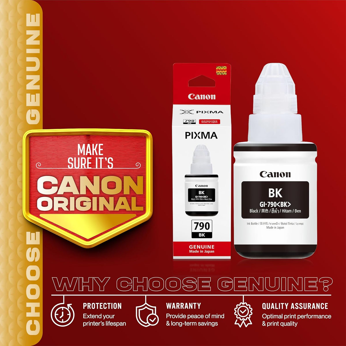 Canon GI-790 BK Original Black Ink Bottle 135ml for PIXMA G-Series Printers