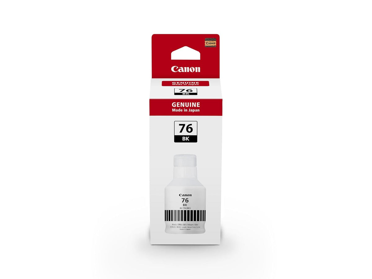 Canon GI-76 BK Original Black Ink Bottle 135ml | Genuine Pigment Ink for Compatible PIXMA MegaTank Printers