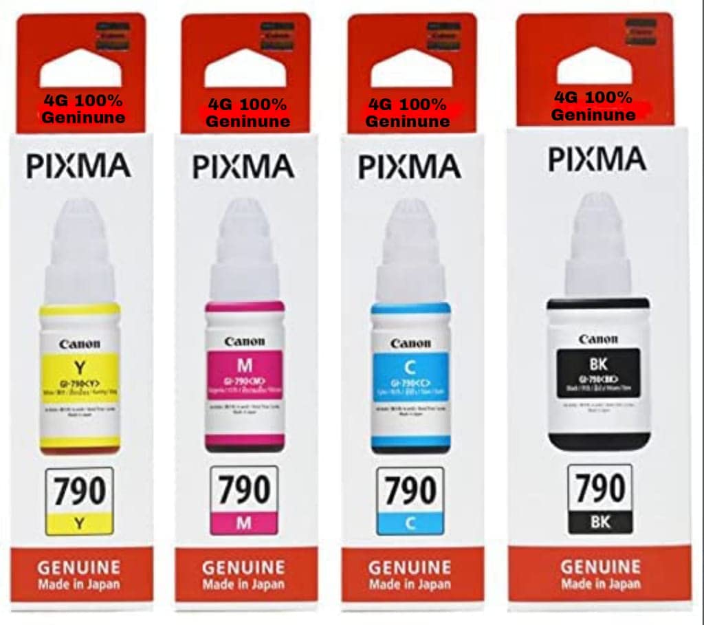 Canon GI 790 B/C/Y/M Ink Bottles Combo Compatible with PIXMA G1000 G1010 G2000 G2010 G3000 G3010 G4000 G4010 Printers