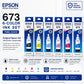 Epson 673 Genuine Ink Bottle Set – 6 Colors, 70 ml Each | Black, Cyan, Magenta, Light Cyan, Light Magenta & Yellow | Original Epson EcoTank Ink