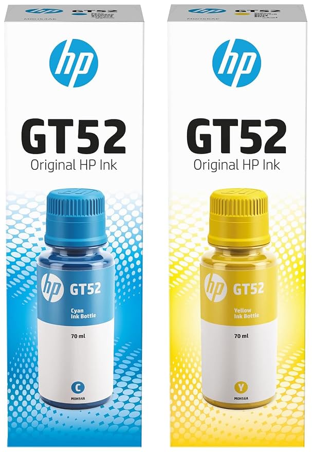 HP GT52 70ml Yellow Original Ink Bottle – High-Yield Dye-Based Ink for HP Ink Tank & Smart Tank Printers