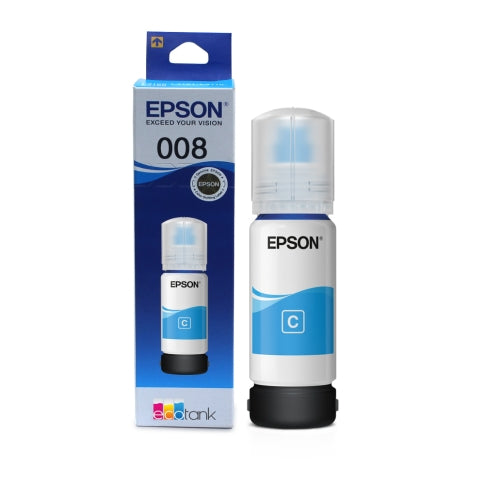 Epson 008 T06G Cyan Ink Bottle 70ml – Original Pigment Ink for Compatible Epson EcoTank Printers