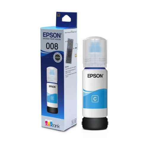 Epson 008 T06G Cyan Ink Bottle 70ml – Original Pigment Ink for Compatible Epson EcoTank Printers
