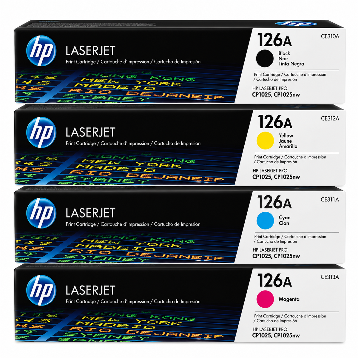 HP 126A Toner Cartridge Pack Of 4 Black, Cyan, Yellow & Magenta | CE310A CE311A CE312A CE313A