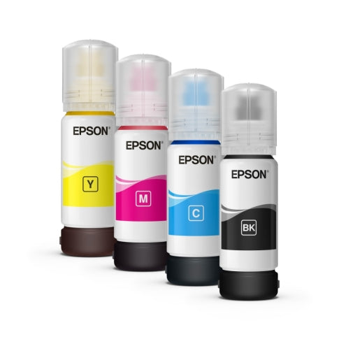 Epson 003 T00V 4-Colour Ink Bottle Set 65ml Each – Original Black, Cyan, Magenta & Yellow Ink for Compatible Epson EcoTank Printers